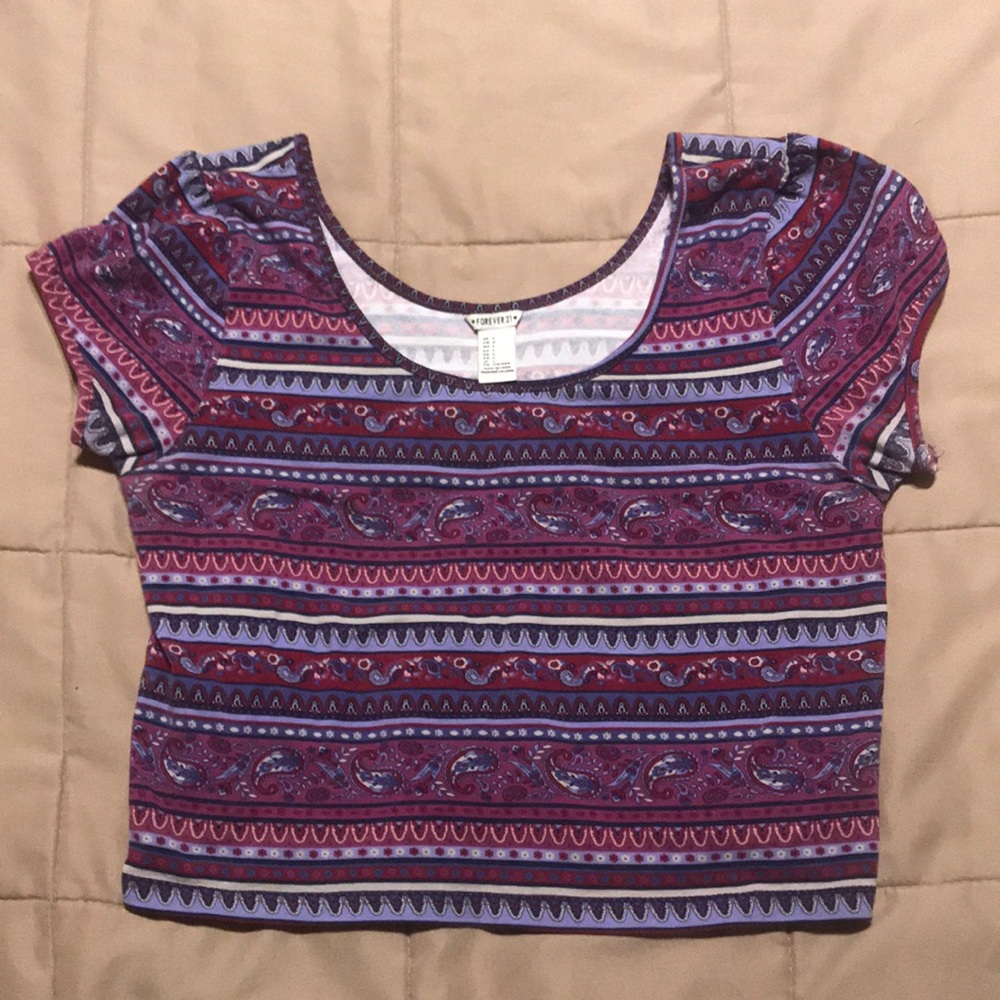 Forever 21 Purple Paisley Crop Top